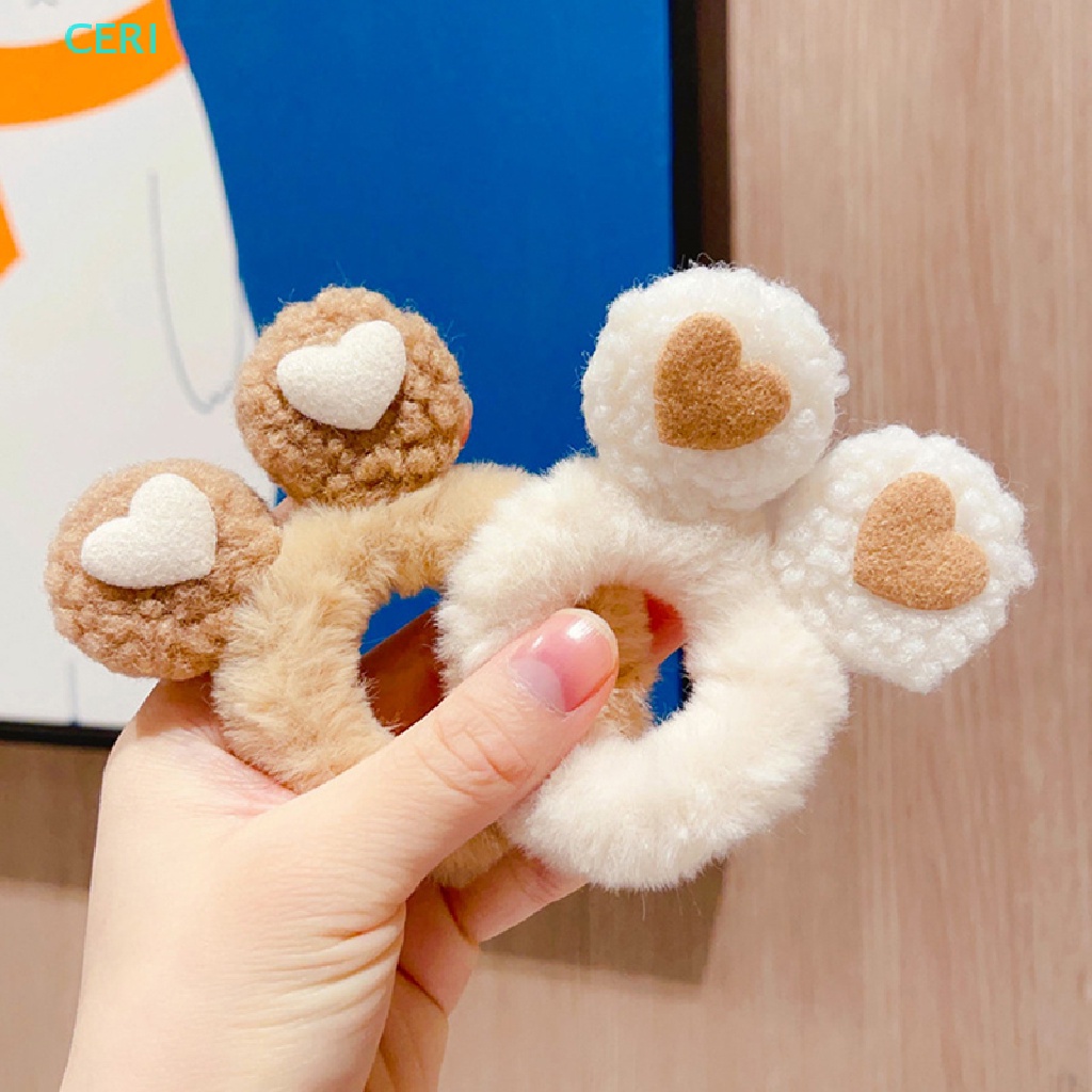 Set 5 Dây Buộc Tóc Cao Su Co Giãn Đính Gấu Bông Hoạt Hình Dễ Thương Cho Bé Gái