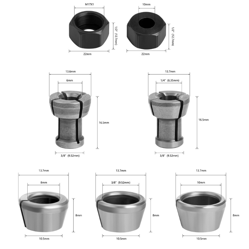 Đầu Kẹp Mũi Khoan AOTO 6 / 6.35 / 8 / 9.52 / 10mm M17 Chuyên Dụng