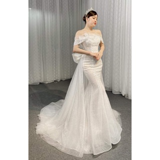 Hình ảnh [HOT] Váy cưới bó cá 2 in 1 phối nơ dài, hàng thiết kế cao cấp, Váy Luxury