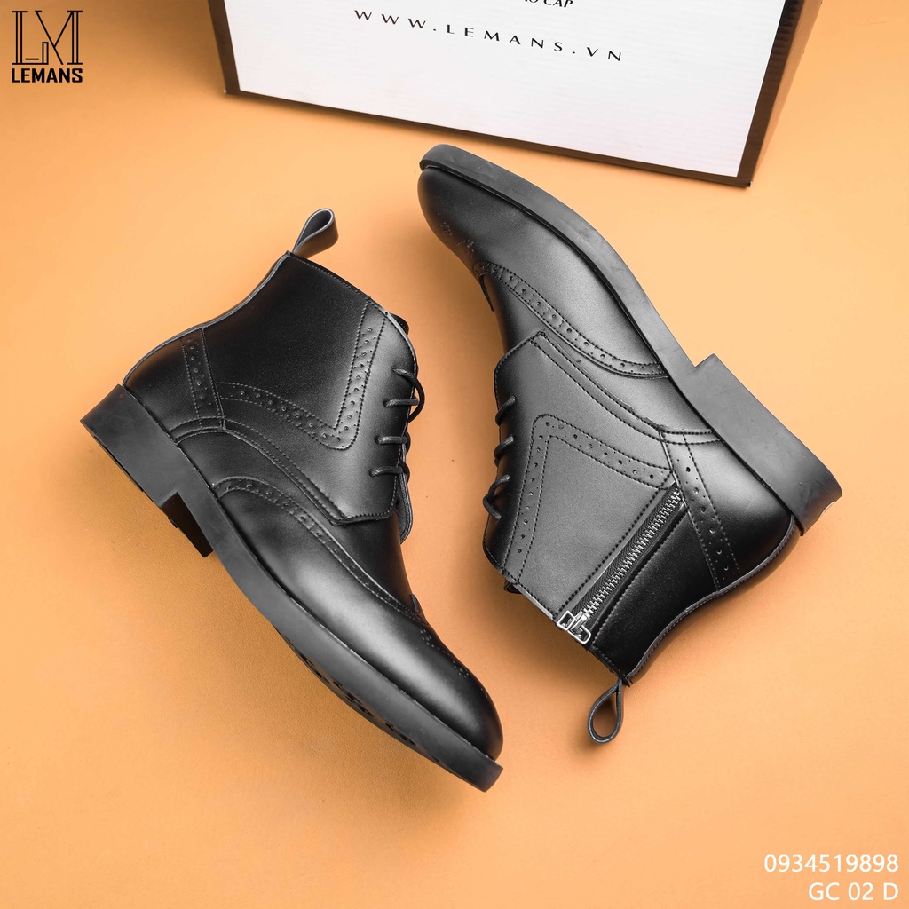 Giày Zip Boots LeMans ZB02, giày da bò thuộc nguyên tấm, đế cấu trúc Dainite, bảo hành chính hãng 24 tháng