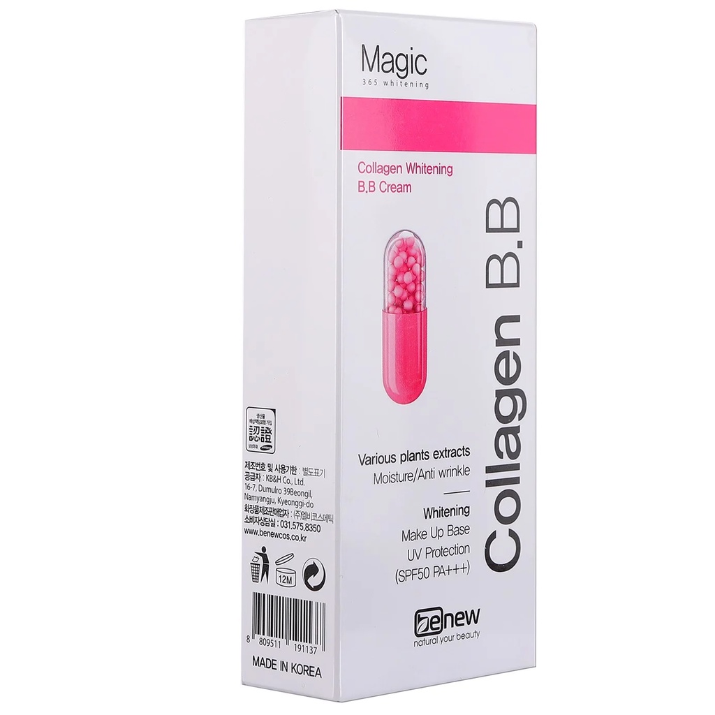 Kem nền BB collagen trắng da, lên tông, che khuyết điểm tốt Benew Magic Hàn quốc 30g/Hộp