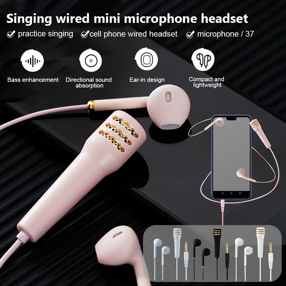 Tai nghe mi cờ rô VIRWIR có dây giắc cắm 3.5mm âm thanh hifi dành cho karaoke lớp học trực tuyến