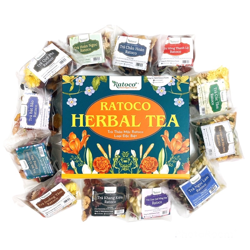 Trà Thảo Mộc Ratoco Herbal Tea Set Trà Hoa 12 Gói Loại Đặc Biệt Tăng Cường Sức Khỏe Đẹp Da Hỗ Trợ Giảm Cân