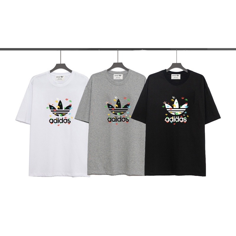 Áo Thun T-shirt Tay Ngắn Cổ Tròn In LOGO Màu Thời Trang Đường Phố