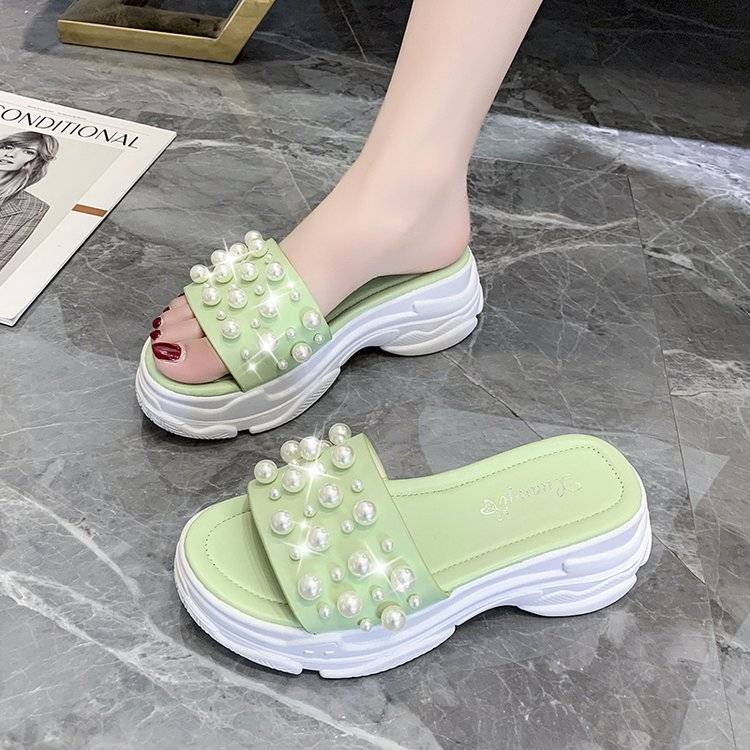 Dép Sandal Đế Dày Đính Đá Thời Trang Mùa Hè Dành Cho Nữ