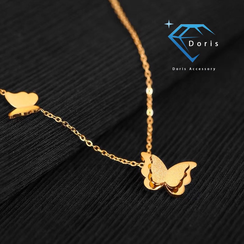 Lắc chân nữ Doris titan bướm phun cát Gold / Rose Gold TT4706