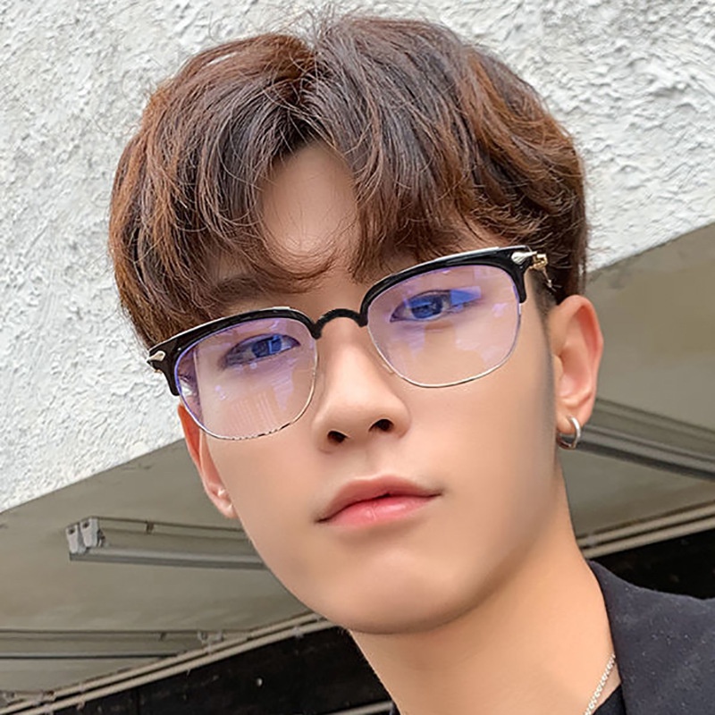 Mắt Kính Nửa Gọng Kim Loại Chống Bức Xạ Thời Trang Cho Nam