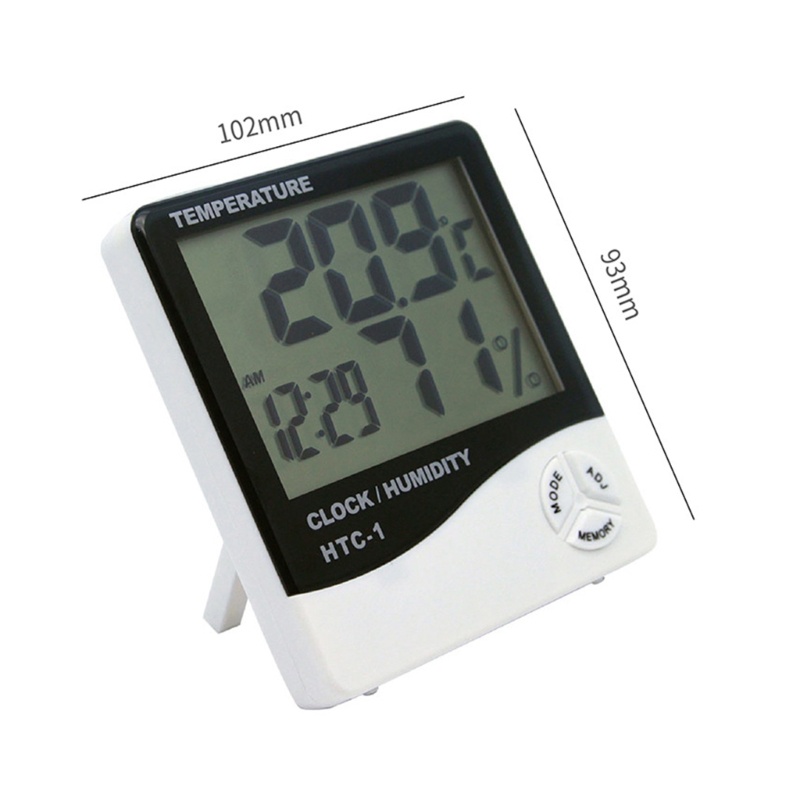 Máy Đo Độ Ẩm / Nhiệt Độ Có Màn Hình LCD Hiển Thị Thời Gian