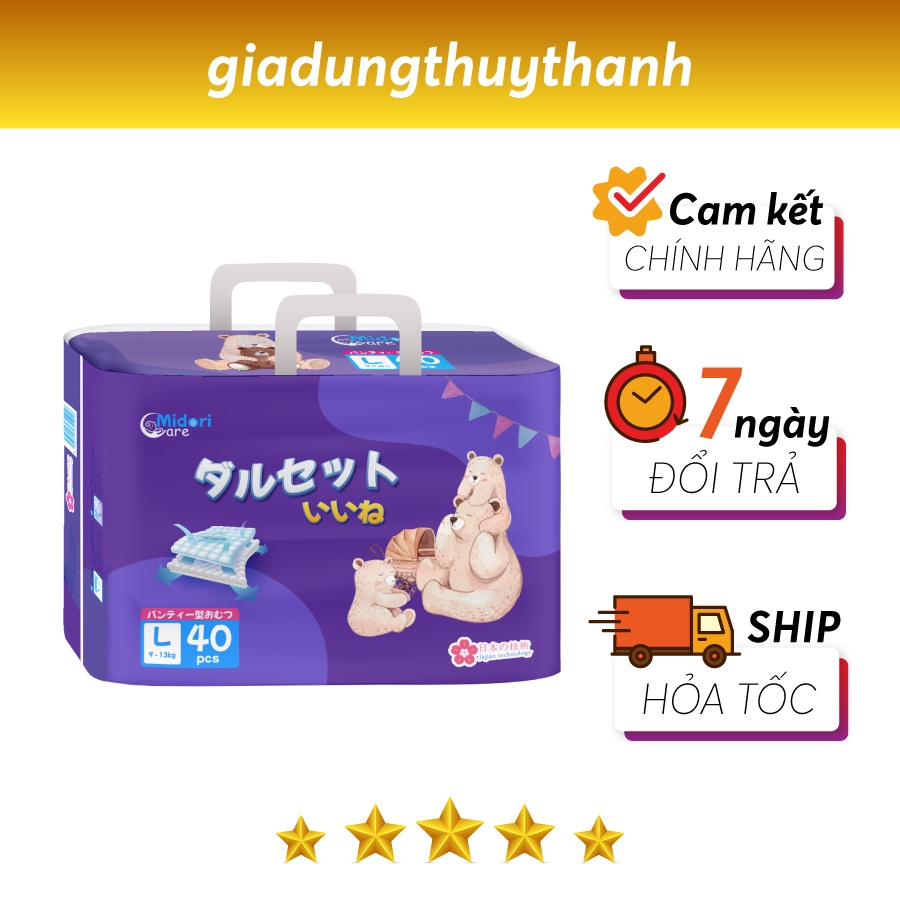 Bịch Tã Bỉm MIDORI Dán/Quần đủ size S,M,L,XL,XXL Chính hãng Nhật Bản