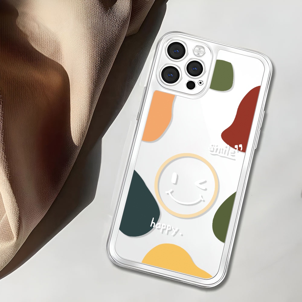 Ốp Điện Thoại Kiểu Khung Ảnh In Hình Mặt Cười Cho iphone 14ProMax 14pro 13 11 12 7 Plus X XR