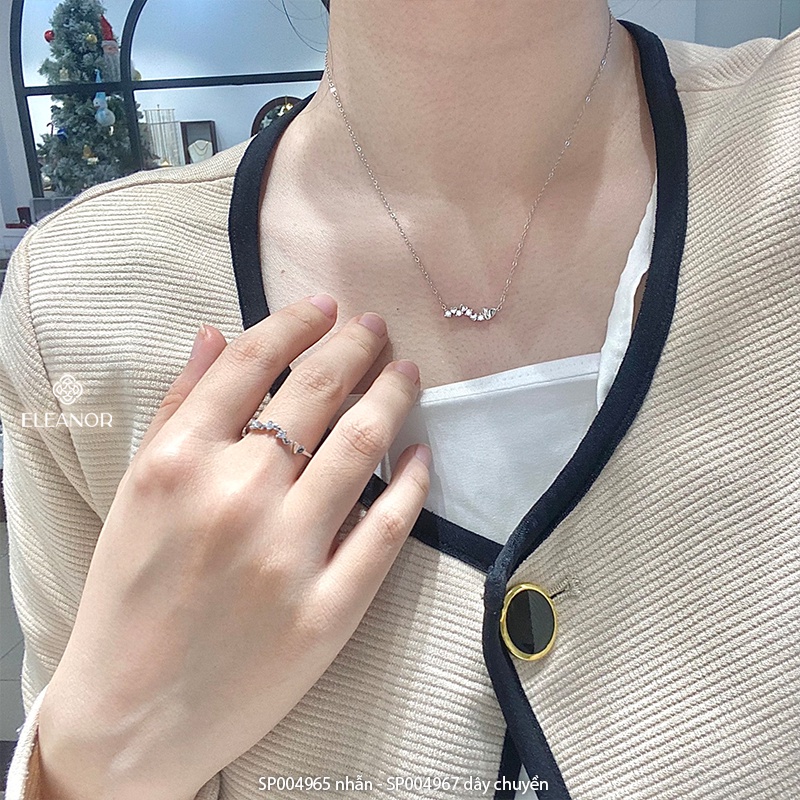 Dây chuyền nhẫn nữ bạc 925 Eleanor Accessories bộ trang sức hình trái tim đính đá phụ kiện trang sức 4965