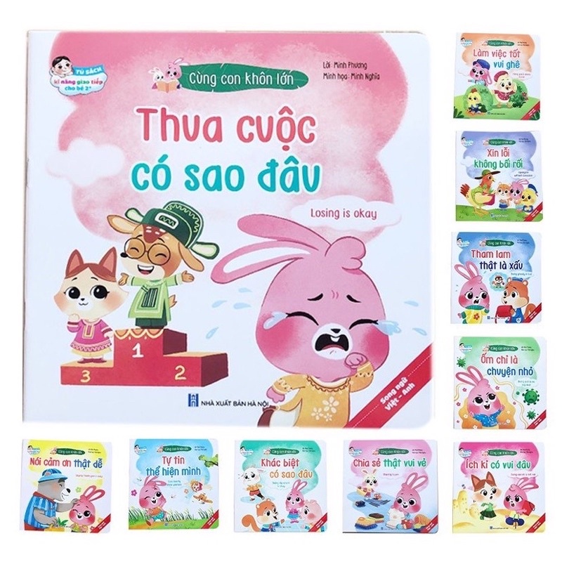 Sách - Combo 10 cuốn song ngữ Việt-Anh Kỹ năng giao tiếp Cùng Con Khôn Lớn dành cho bé từ 2 tuổi trở lên