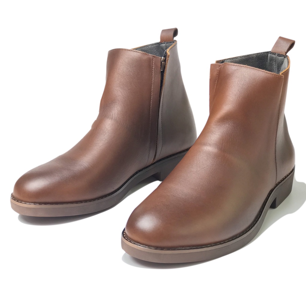 Giày công sở Chelsea Zip Boots MAD brown cao cổ nam da bò nhập khẩu cao cấp chính hãng giá rẻ tại hà nội