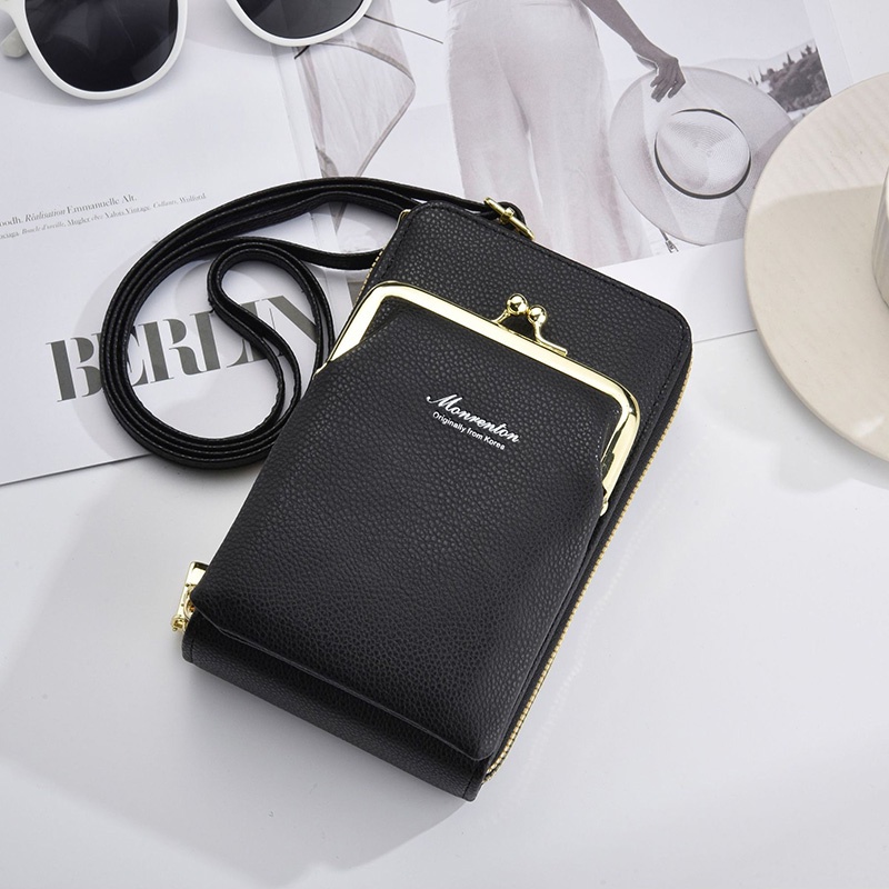 Ielgy Túi Đeo Chéo Đựng Điện Thoại Họa Tiết Vân Vải Có Khóa Kéo Đôi Phong Cách Hàn Quốc Dành Cho Bạn Nữ