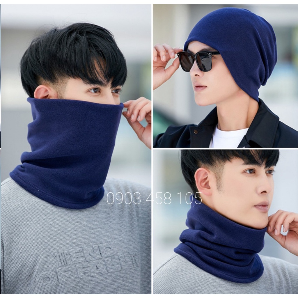 Khăn ống đa năng tạo kiểu thành mũ có dây rút điều chỉnh ấm áp sang trọng
