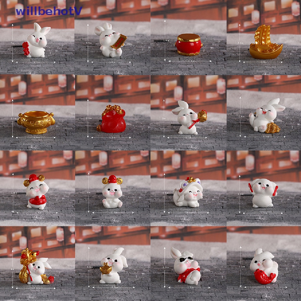 [WillbehotV] Mô Hình Chú Thỏ Hoạt Hình Trang Trí Tiểu Cảnh Sân Vườn Thu Nhỏ DIY