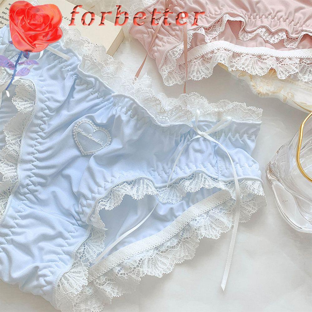 Quần lót cotton phối ren không đường may lưng thấp thoải mái thoáng khí phong cách Nhật Bản cho nữ