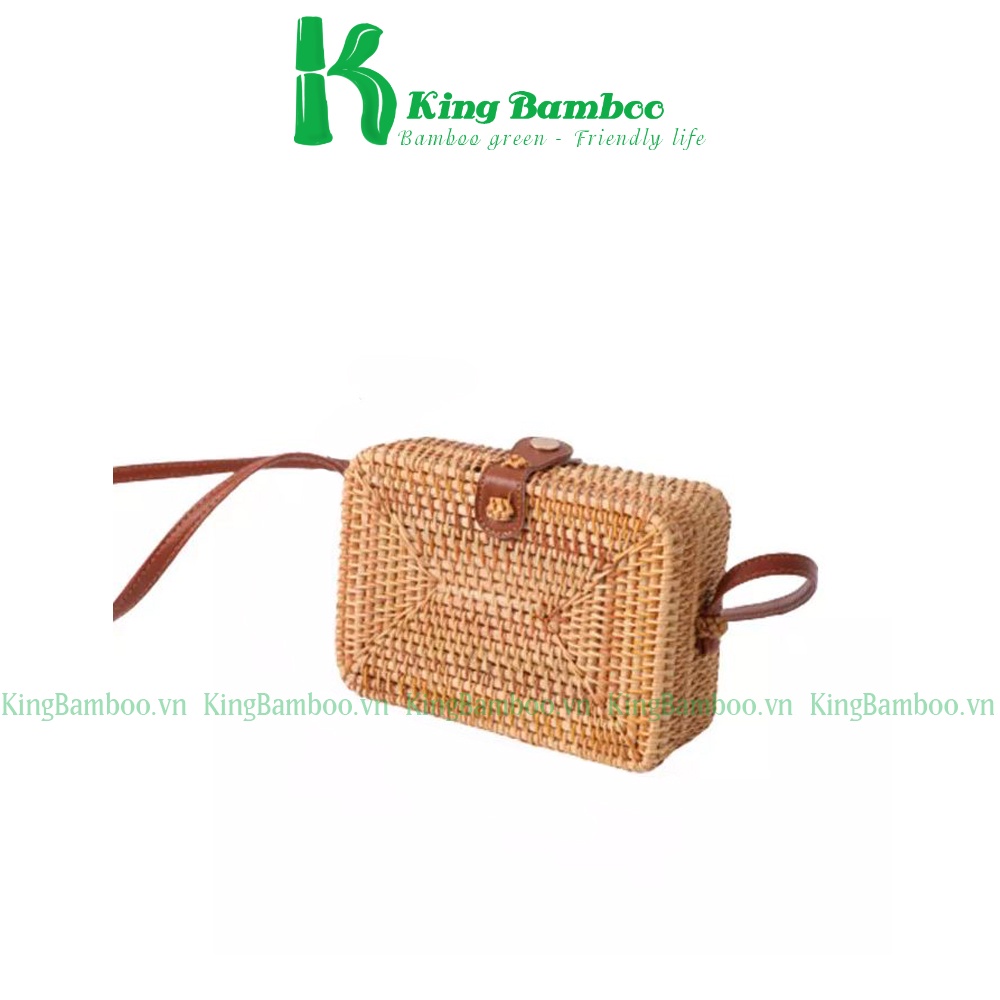 Túi xách bằng mây đi biển phong cách vitage, mây tre đan KING BAMBOO