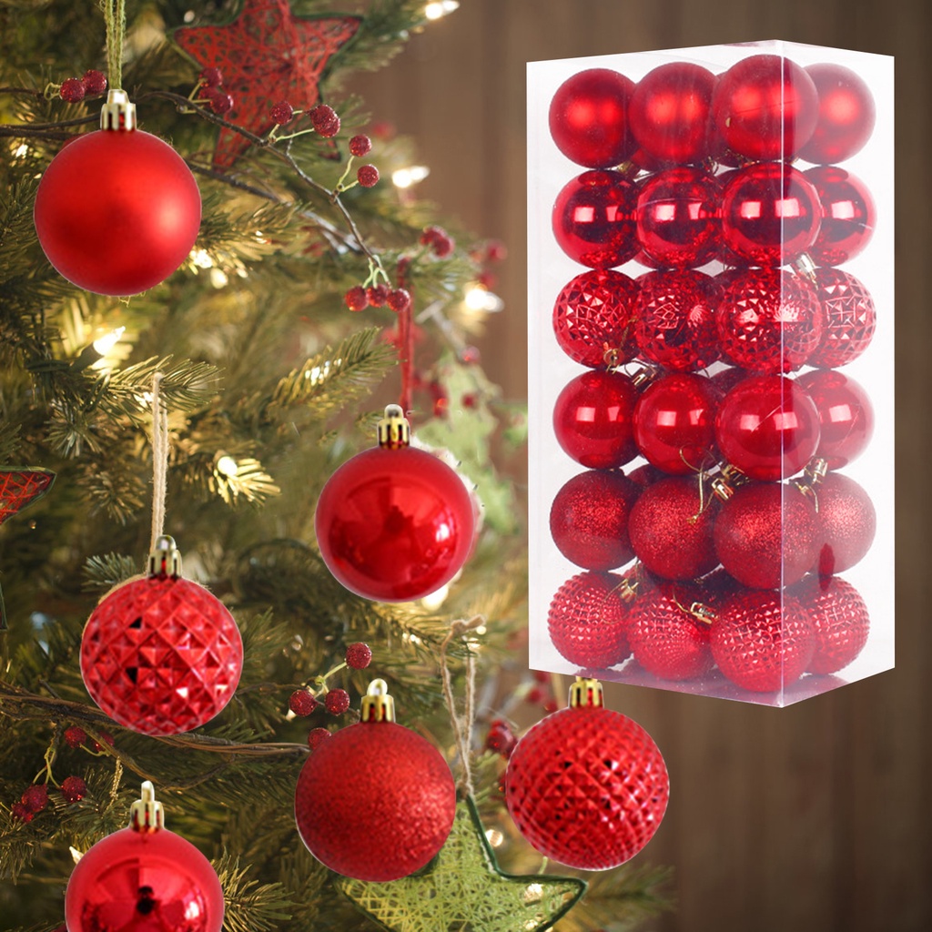 Set 36 Trái Châu Trang Trí Giáng Sinh
