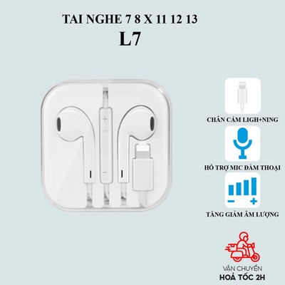 Tai nghe iphone dây Hoco chân lightning L7 có mic, âm bass mạnh cho 7 8 X 11 12 13, không cần kết nối bluetooth