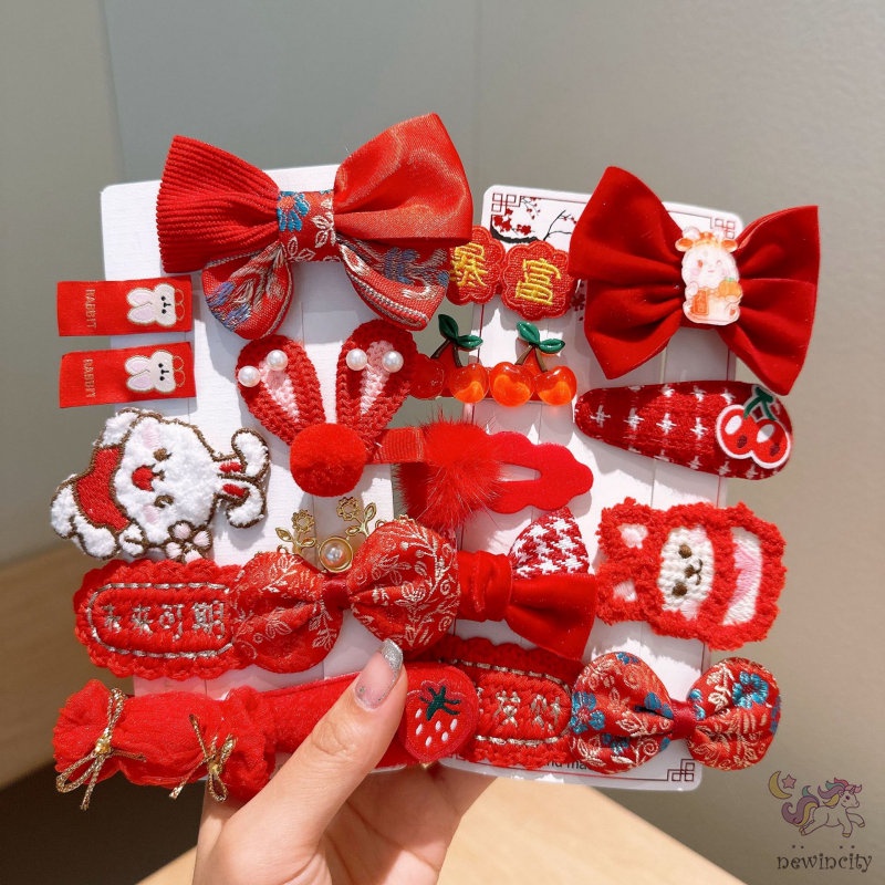 Set 9 Kẹp Tóc Phong Cách Năm Mới Hàn Quốc Cho Bé Gái