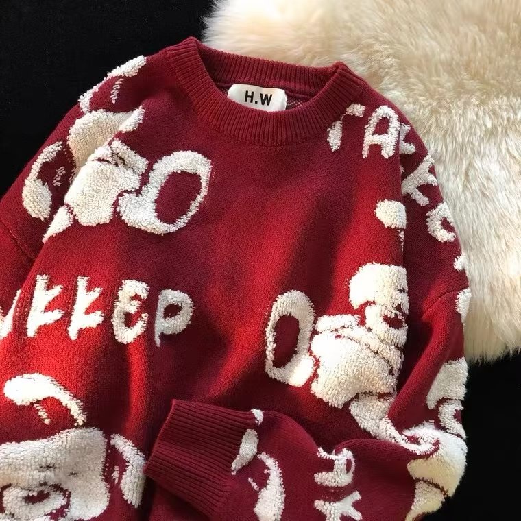 Áo len thêu trung tính áo len nam giáng sinh unisex phong cách hàn quốc áo sweater form rộng simple đồ đôi fashion áo sweater trơn