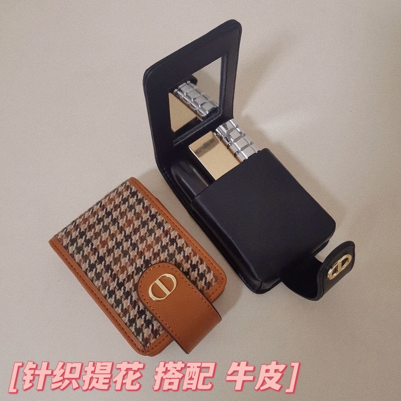 Túi Đựng Son Môi Mini Bằng Da Cao Cấp Kèm Gương Trang Điểm Tiện Lợi