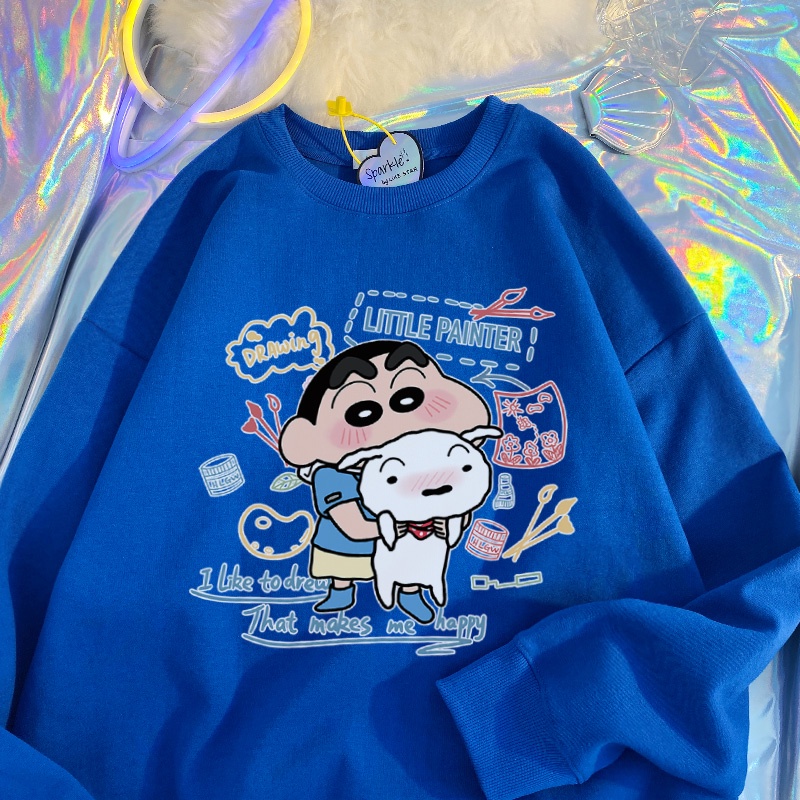 Dễ Thương Áo hoodie Tay Dài In Hình Cậu Bé Bút Chì shin Phong Cách harajuku Thời Trang unisex