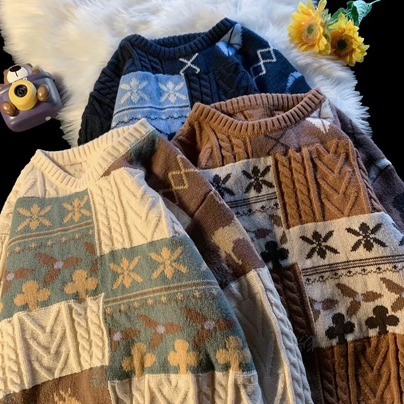 Áo Sweater Dệt Kim Dày Dặn Dáng Rộng Phong Cách Thời Trang Thu Đông Hàn Quốc Cho Nam Giới