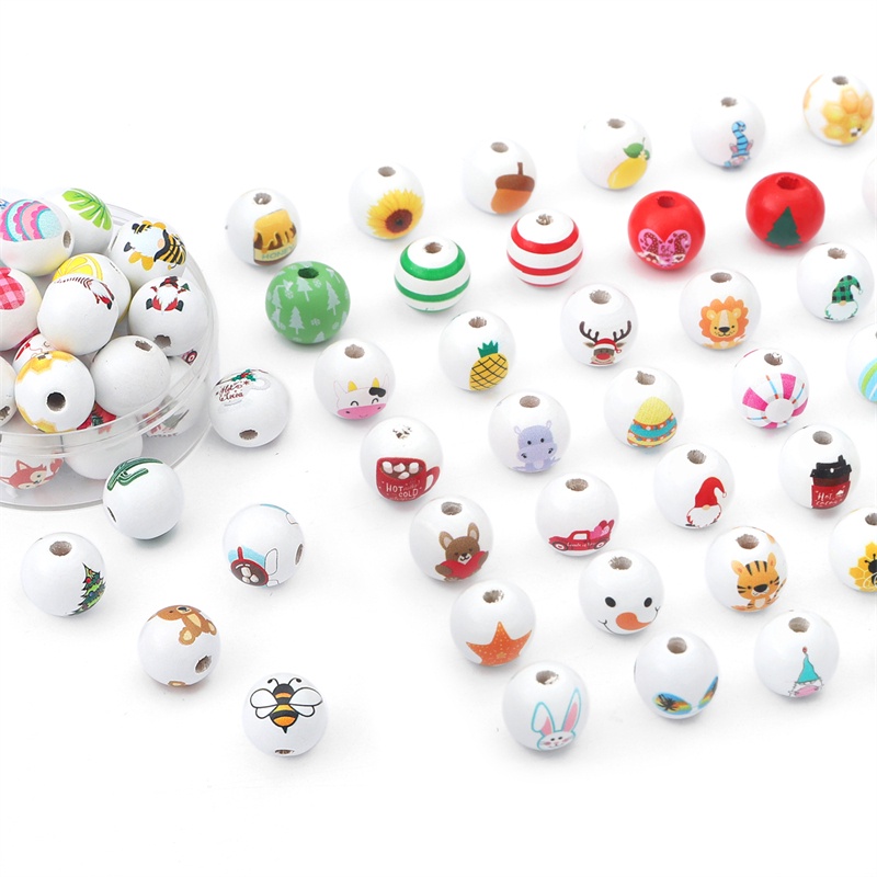 Hạt xỏ BEADIA bằng gỗ pha trộn màu sắc ngẫu nhiên dùng làm trang sức DIY