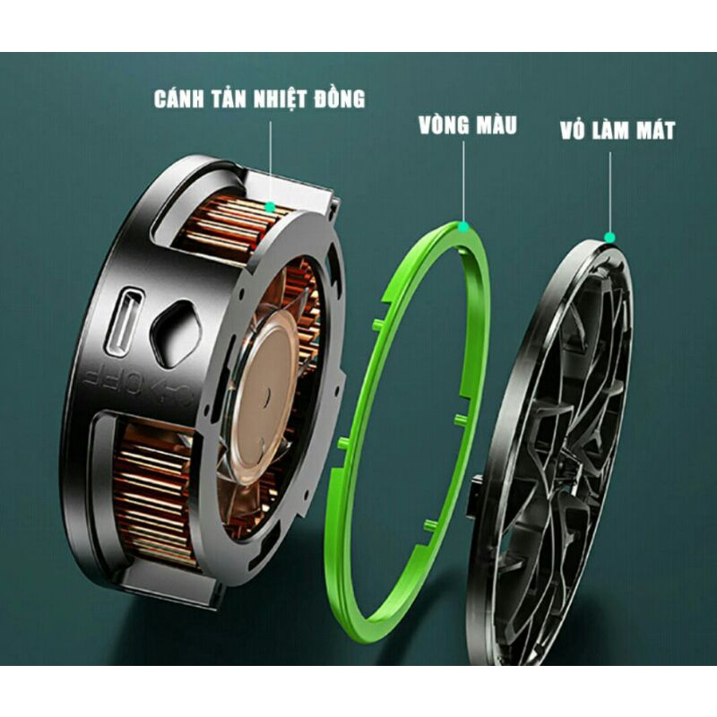 ✅Quạt tản nhiệt bán dẫn N6 sò lạnh 23W từ tính tốc độ quạt 7000 vòng/phút Led Halo RGB- Tản nhiệt máy tính bảng