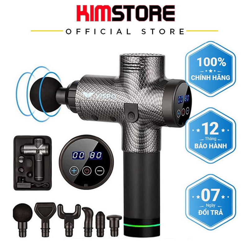 Súng massage cầm tay trị liệu đa năng cao cấp, máy massage cầm tay 6 đầu 30 cấp độ - Bảo hành 12 tháng