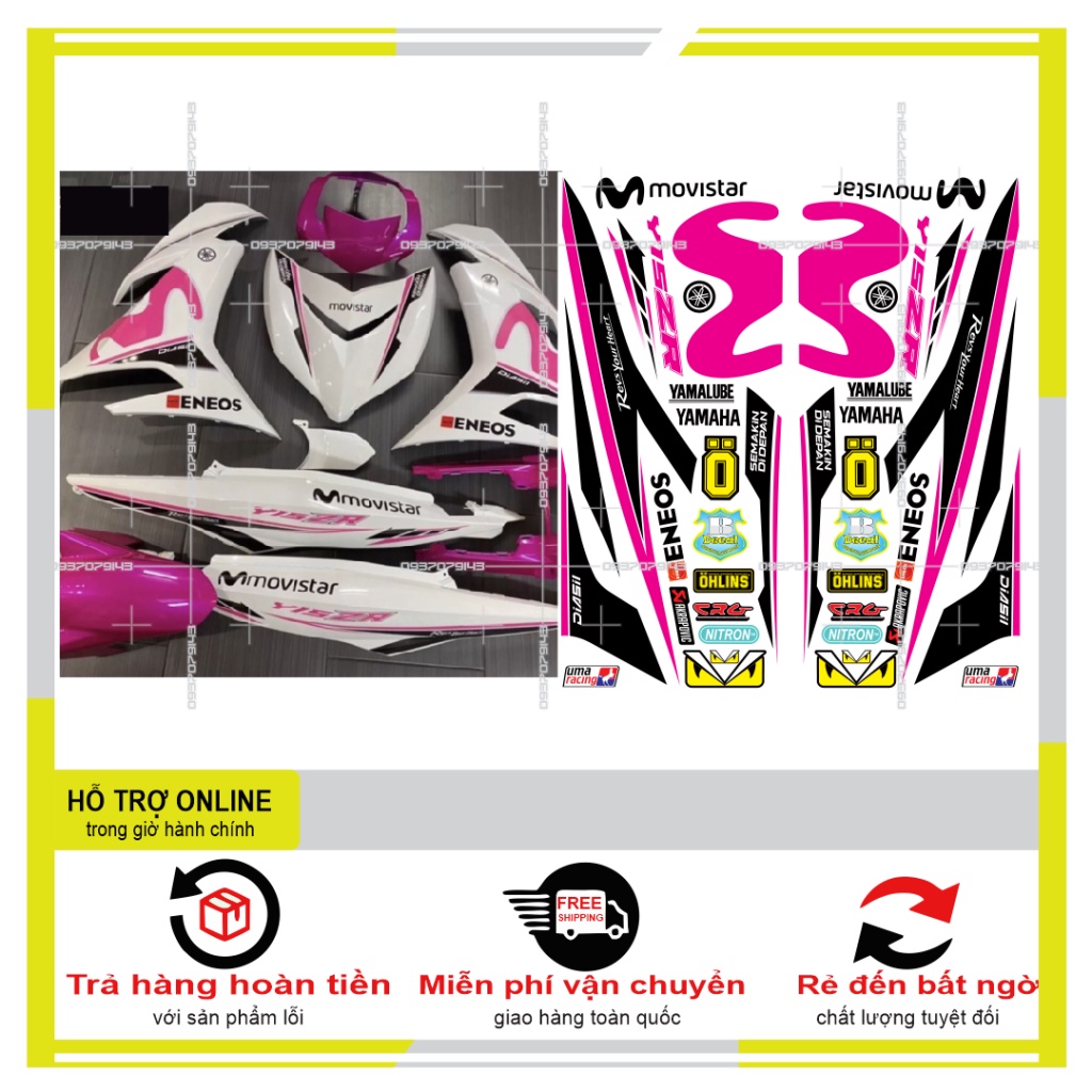 {TPHCM-FREE SHIP] TEM RỜI EXCITER 150 MOVISTAR TRẮNG HỒNG