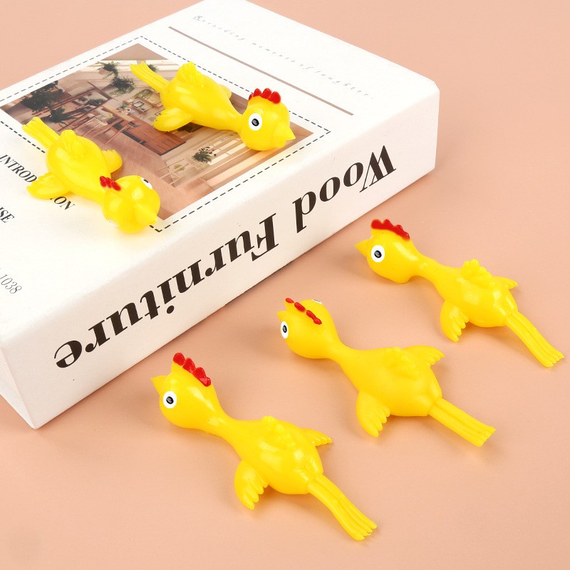 Combo 10 Đồ Chơi Bắn Gà Cao Su Silicon, Gà Dính Tường Chất Liệu An Toàn