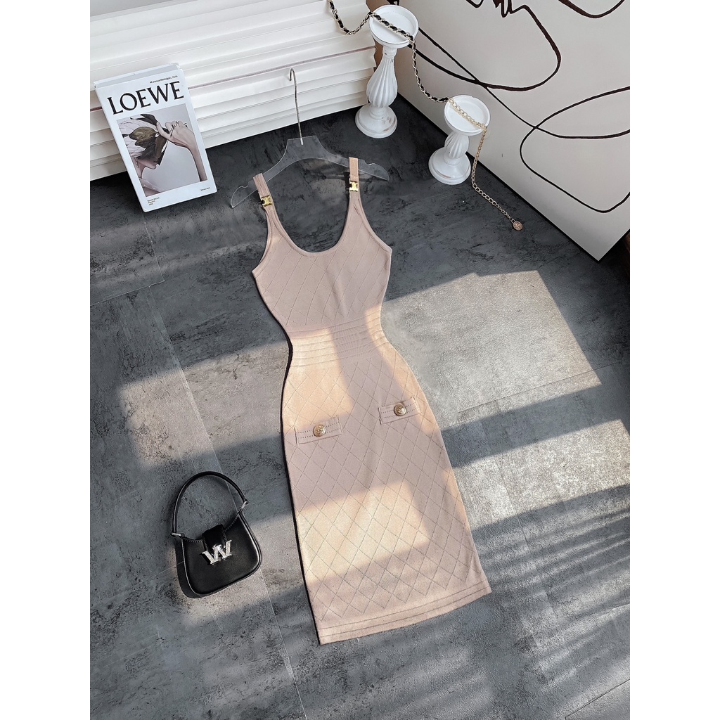 Đầm len tanktop, dáng midi, ôm body, vải co giãn tốt, mặc đi chơi, đi tiệc | TQV16 | Meimei Studio