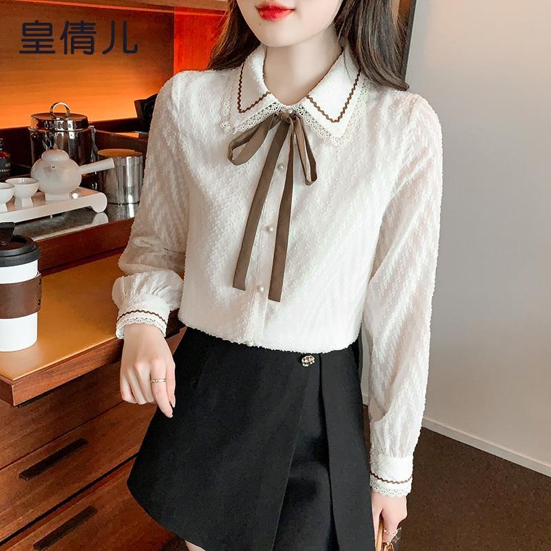 Áo Sơ Mi Phối Ren Thắt Nơ Phong Cách Phương Tây Hàng Mới Dành Cho Nữ Tuổi Trung Niên
