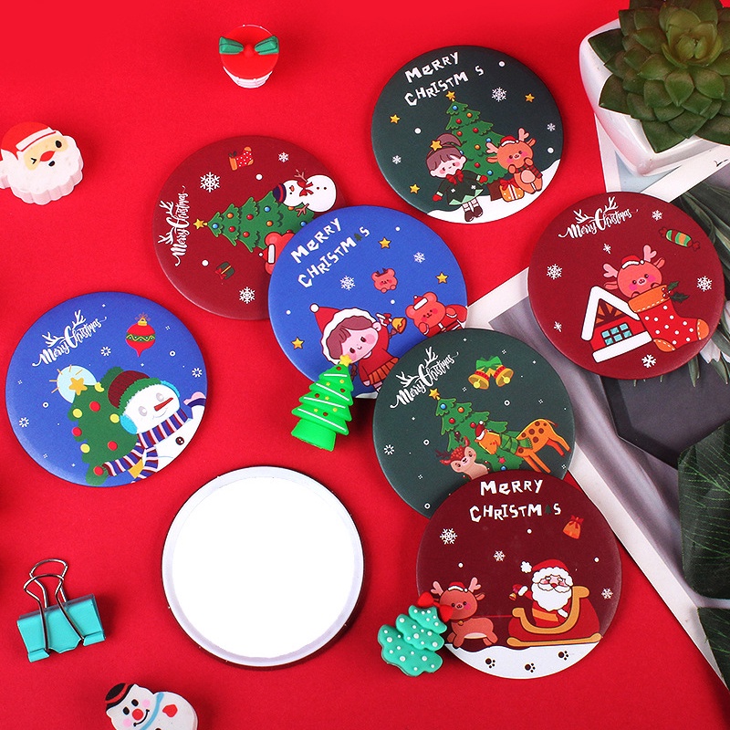 Gương Mini Nhiều Hình Dễ Thương, Gương Cầm Tay Họa Tiết Merry Christmas