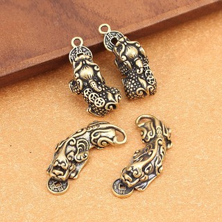 Tượng nhỏ đồng thau trang trí móc khóa tỳ hưu ngậm tiên-st tỳ hưu trái, phải