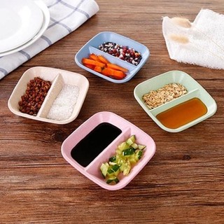 Set 2 Đĩa đựng gia vị 2 ngăn bằng lúa mạch
