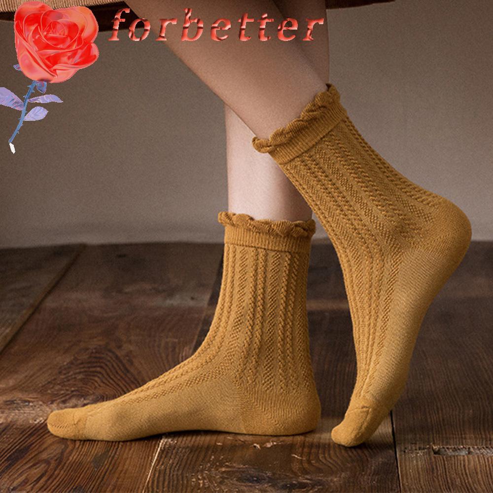 Vớ cotton phối ren thời trang dành cho nữ tùy chọn màu sắc