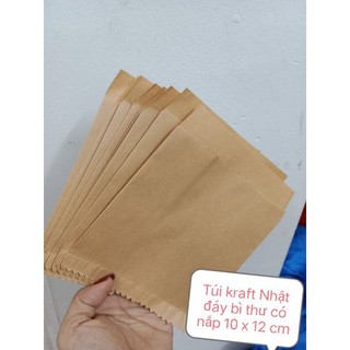 Combo 50 túi giấy kraft Nhật đáy bì thư có nắp 10 x 12 cm