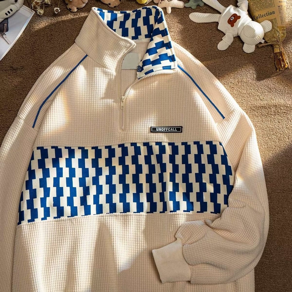 Áo Sweater Polo Tay Dài Dáng Rộng Họa Tiết Kẻ Sọc Đơn Giản Thời Trang Thu Đông Phong Cách Hàn Quốc Cho Nam Và Nữ