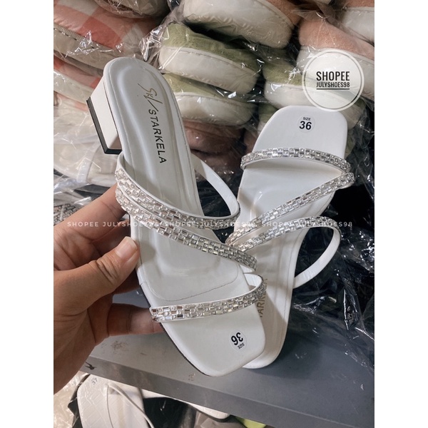 Guốc dây đính đá gót vuông 3 phân hàng loại đẹp