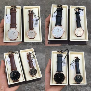 Đồng hồ nam nữ dây da DVV thời trang hiện đại, đồng hồ đôi Javis.Watch