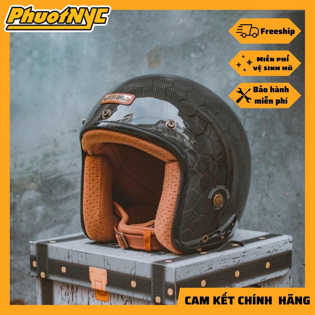 Mũ bảo hiểm 3/4 Bulldog Heli Carbon [ CHÍNH HÃNG ]