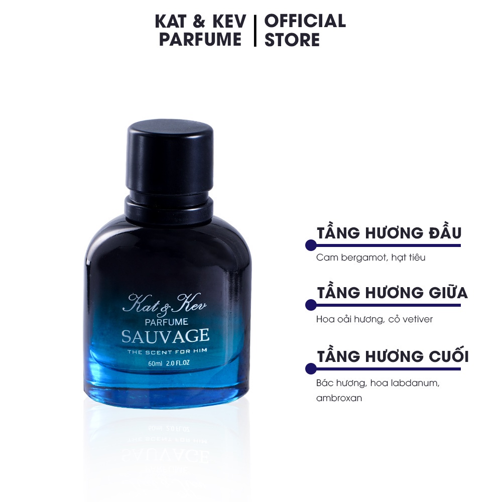 Nước hoa nam Sauvage Kat &amp; Kev Parfume chiết xuất tự nhiên / Dầu thơm nam mạnh mẽ, nam tính, cuốn hút (Chai 12ml)