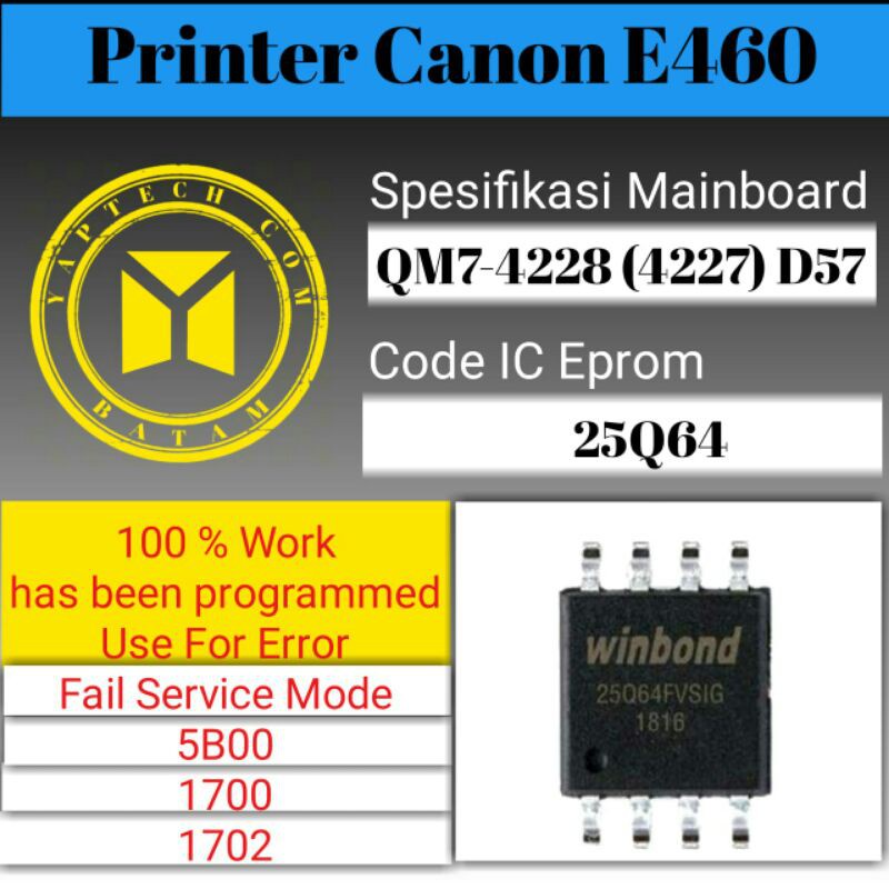 IC ROM Canon E460, Chip IC rom dump EEPROM firmware Canon E460, IC ROM reset máy in Canon E460 dump 