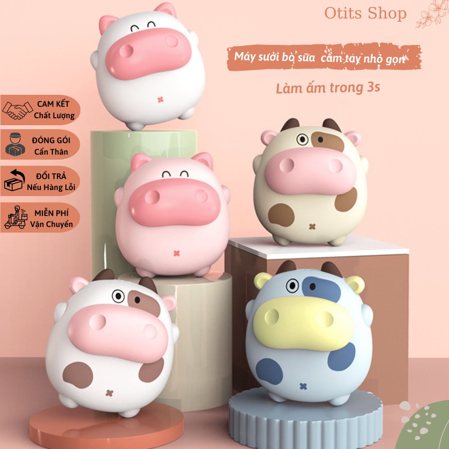 Máy Sưởi Mini Cầm Tay Hình Bò Sữa Đáng Yêu 2 Mức Nhiệt Đa Năng Giữ Ấm Nhỏ Gọn, Bỏ túi, Kèm Dây Sạc
