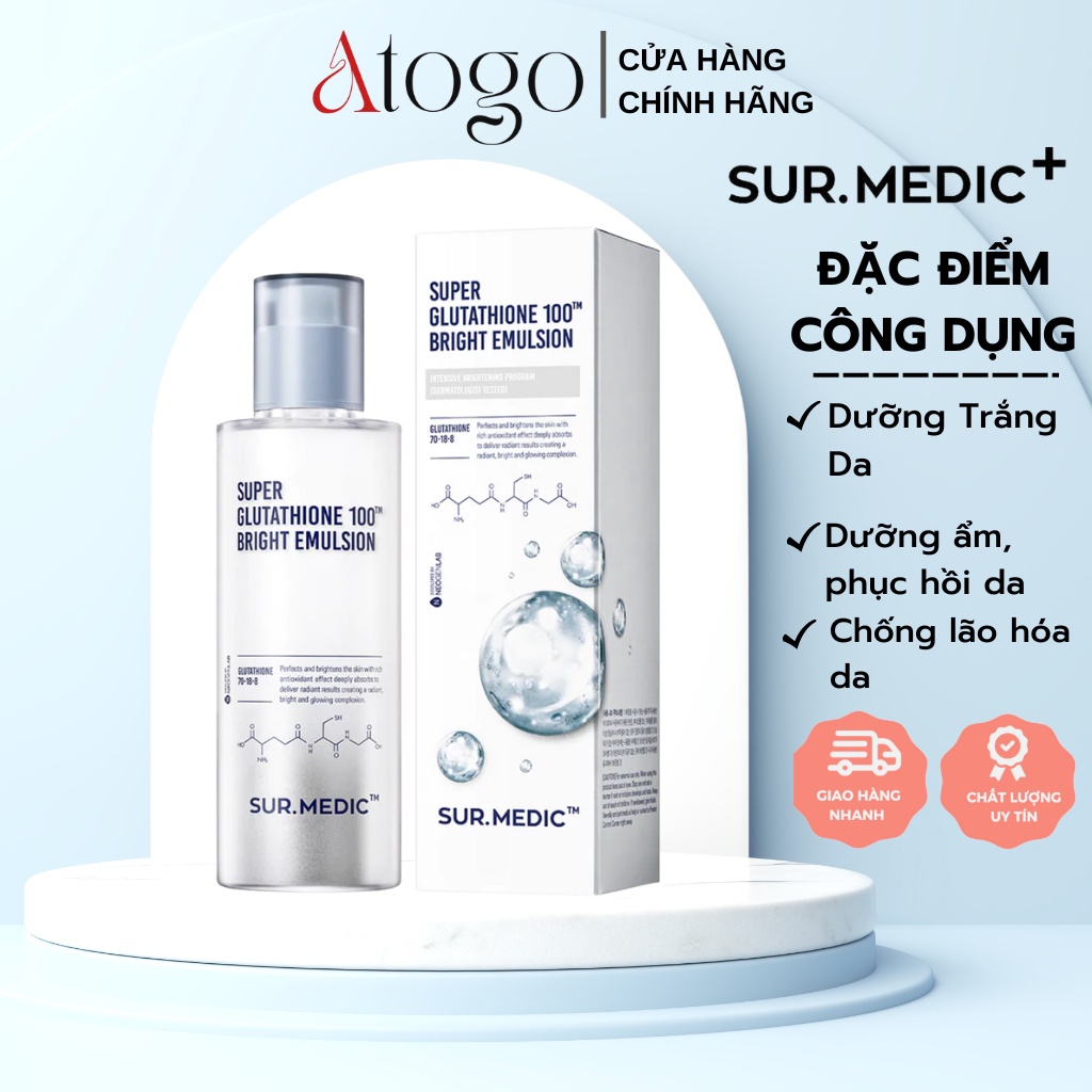 Sữa Dưỡng Trắng, Cân Bằng Ẩm Cho Da SURMEDIC Super Glutathione 100 Bright Emulsion 120ML