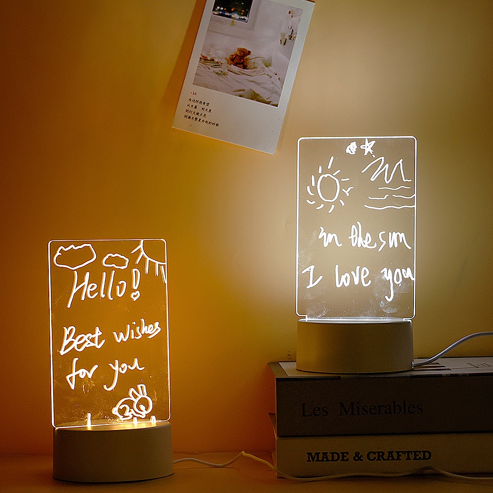 Lịch Để Bàn 3D Bằng Acrylic Có Đèn LED Và Bút Trang Trí Phòng Ngủ / Đám Cưới / Giáng Sinh Lãng Mạn